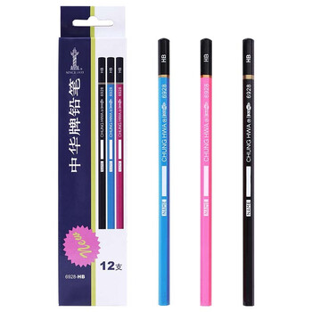 【开学必备】中华六角杆沾头HB学生铅笔办公书写铅笔12支装6928