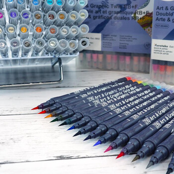 吴竹（KURETAKE）进口ZIG双头水彩笔酒红色软毛硬笔两用单支装TUT-95-023水彩笔