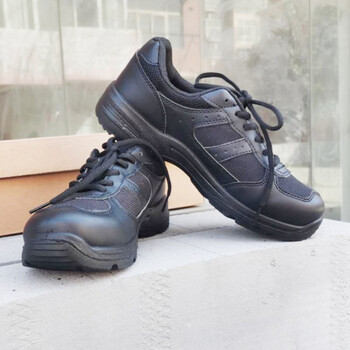 黑色安保男夏季轻便透气网眼低帮防滑耐磨物业保安工作鞋子 黑色 46码