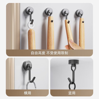 欧利文强力磁铁贴片钕磁铁大小吸铁石磁环形免打孔无痕挂钩粘钩吸盘固定器 G20黑色0-25斤旋转360°3个装