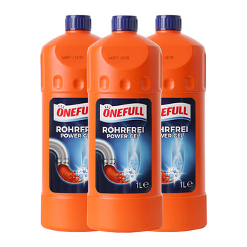 ONEFULL管道疏通剂1000ml*3杀菌除异味全场景不伤管道嘎嘎通