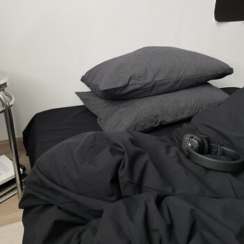 法途 法途男士四件套black演奏曲/暗黑系纯色黑色男士床上四件套纯棉
