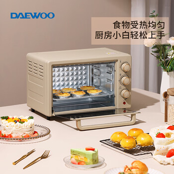 大宇（DAEWOO）电烤箱 无烟烧烤 旋钮易操作 20L大容量多功能料理机 家用全自动烘焙机 DY-KX1801 升级款