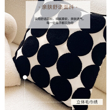 艾薇抱枕套 沙发抱枕靠垫套床头靠枕套45*45cm刺绣大黑圆