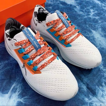 元族适配 air zoom pegasus 飞马38白棕蓝水墨扎染暖橙腰果花鞋带 暖