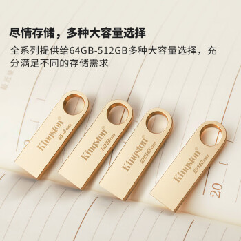 金士顿（Kingston）512GB USB3.2 Gen 1 U盘 DTSE9G3 大容量金属U盘 读速高达220MB/s 写速高达100MB/s