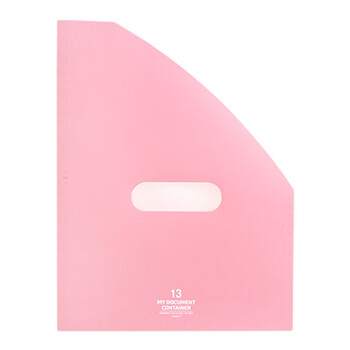 金得利13格A4竖款大容量手提风琴包可立式可伸缩文件筐资料册收纳夹学生用可伸缩书立架折叠书夹 粉色 DC7610