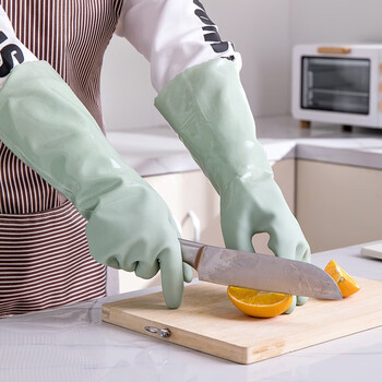 美家日记冬季长袖保暖植绒手套 PVC苹果绿均码1双装防水防污防滑耐磨手套 美家日记冬季长袖保暖植绒手套 PVC苹果绿均码1双装防水防污防滑耐磨手套