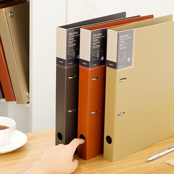 天色 两孔文件夹打孔 a4二孔活页夹插袋资料册多功能档案文件夹财务凭证试卷 加厚强力夹 TS-1612 古铜棕