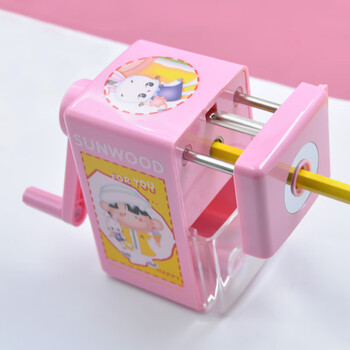 三木（SUNWOOD）卡通手摇削铅笔机/削笔机/削笔器/学生卷笔刀/转笔刀/铅笔刀 粉色 5199