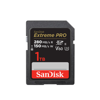 闪迪（SanDisk）1TB SD内存卡 6K视频 V60 U3 C10 高速相机存储卡 读速280MB/s 写速150MB/s 高清拍摄 畅快连拍