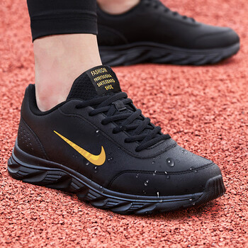 耐克顿男鞋2023秋季新款皮面防水透气轻便休闲运动鞋防臭气垫减震跑步