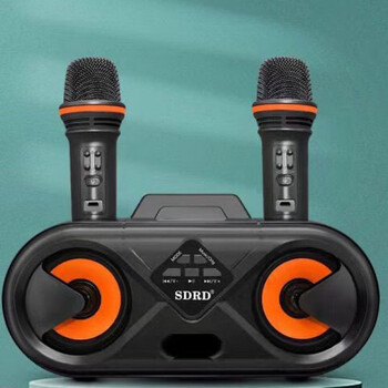 sd306家庭电视ktv套装便携插卡蓝牙音响一体麦克风无线话筒k歌蓝桦静