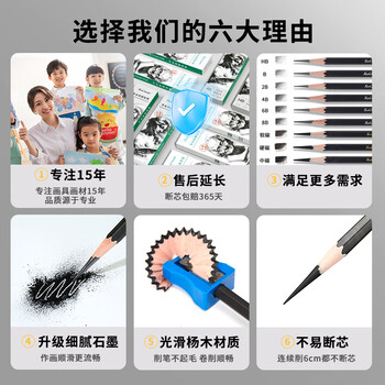 Touch mark素描铅笔炭笔12支亚光美术生绘画专用软性碳笔学生绘图考试画画套装初学者考试画画专用开学季