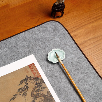 漢墨 精制包边灰色包边毛毡垫 初学者学生书法国画3mm厚50*70cm 文房四宝写毛笔字用毛毡布桌布	