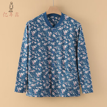 轶恬老人纯棉开衫秋衣棉毛衫中老年女士对襟开身内衣妈妈散口长袖线衣