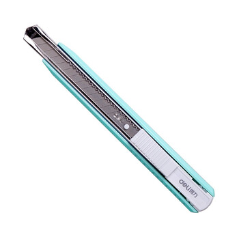 得力小号美工刀壁纸刀铝合金外壳快递刀开箱刀裁纸刀9mm简约办公用品 2086 浅蓝