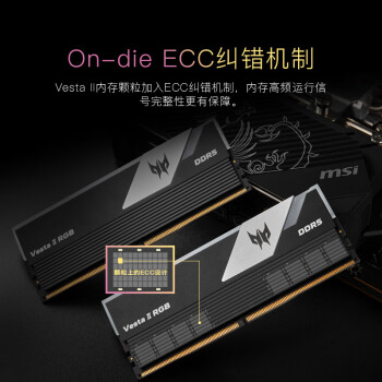 宏碁掠夺者（PREDATOR）32G(16G×2)套装 DDR5 6800频率 台式机内存条 Vesta II 炫光星舰RGB灯条(C32) 石耀黑 AI电脑配件
