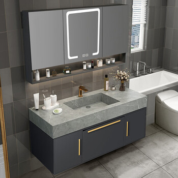 欧派之韵(oppyun) 浴室柜组合套装定制岩板一体盆现代简约轻奢实木