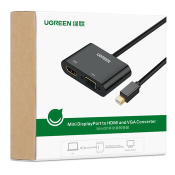 绿联Mini DP转HDMI/VGA转换器线4K迷你DP雷电2拓展坞转接头 适用苹果微软电脑接显示器投影仪 10439 绿联Mini DP转HDMI/VGA转换器线4K迷你DP雷电2拓展坞转接头 适用苹果微软电脑接显示器投影仪 10439