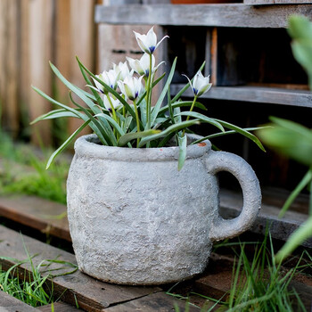 掬涵可爱茶缸造型花盆花器复古多肉植物粗陶红陶兰花透气陶土盆茶缸