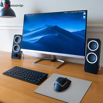 宜适酷（EXCO）绿+灰双面皮质鼠标垫大号笔记本电脑办公防水皮革游戏硬质电竞桌垫0147