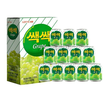 韩国进口乐天lotte238ml葡萄汁水果味饮料饮品休闲整箱餐饮 韩国乐天