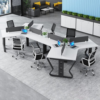 亨黎 职员办公桌办公室卡位工作室电脑桌异形员工办公桌 五人位(含