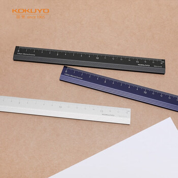 国誉（KOKUYO）都市印象学生高考铝制直尺（18cm）190×20.6×5mm深蓝 1个装 WSG-CLU18DB
