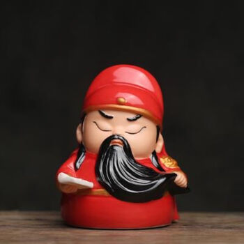 q版关公武圣关羽小摆件家居关公摆设茶宠茶玩车载q版文关公红色