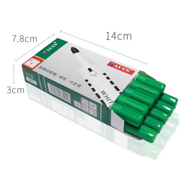 AUCS 白板笔水性可擦易擦 控笔训练幼儿园笔 办公会议教学培训办公儿童白板笔彩色 绿色10支/盒 AUCS 白板笔水性可擦易擦 控笔训练幼儿园笔 办公会议教学培训办公儿童白板笔彩色 绿色10支/盒