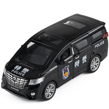 6开门埃尔法-黑警车 盒装送电池车牌