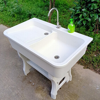 户外洗衣池带搓板室外水槽阳台家用洗衣台盆石英石一体落地洗手池下单