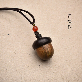卫城绿檀木橡果嘎乌瓶吊坠嘎乌盒可打开空瓶挂件男女饰品许愿瓶手机链