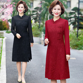 云初墨小个子婚礼妈妈装改良旗袍礼服春秋款喜婆婆婚宴装连衣裙am9