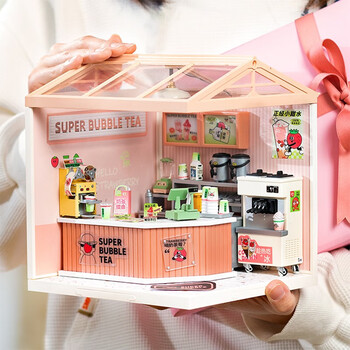 圆小米若态若来超级世界商店奶茶店手工小屋拼装模型房子迷你建筑