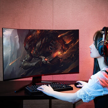 HKC 31.5英寸高清2K 180Hz专业电竞1500R曲面适用PS5游戏吃鸡不闪屏可壁挂液晶台式电脑显示器SG32QC