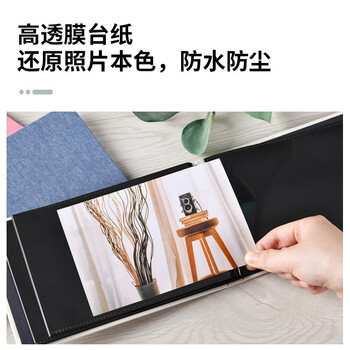 NCL仲林插页式相册本24张7寸/布艺插袋式家庭影集/横版相册簿照片书 蓝色 A-COP2L-240B