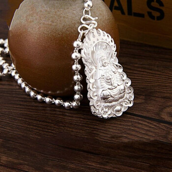 999足银火焰观音菩萨银坠子银珠链子 足银观音约23克(配佛珠链62cm)