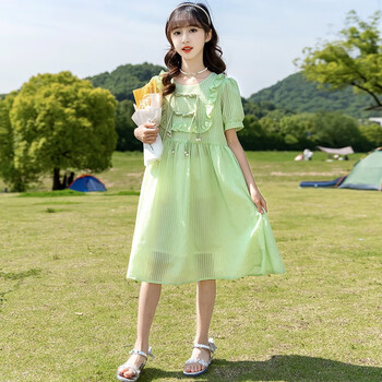 涂画图画儿童连衣裙夏季2023年新款12岁女孩中大童学生女童装公主裙子
