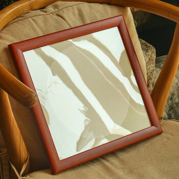 一海堂 文化宣纸相框 文房四宝国画书法纸镜片硬卡圆形镜片纸的配套 实木红色 25*27送卡纸10张/包