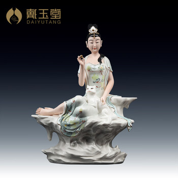 戴玉堂 19吋狐仙娘娘神像居家供奉美女白狐狐狸精招财旺桃花结姻缘保