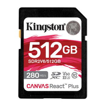 金士顿（Kingston）512GB SD存储卡 U3 V60 4K 数码相机内存卡 读速280MB/s 写速150MB/s 微单/单反相机