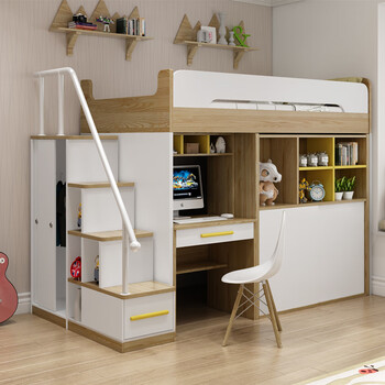 家用学生上床下写作业床上床下桌小户型家用多功能上床下柜组合床书桌