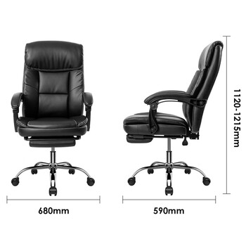 得力(deli) 带伸缩脚托老板椅 人体工学电脑椅 可躺皮椅子 87082 黑色 得力(deli) 带伸缩脚托老板椅 人体工学电脑椅 可躺皮椅子 87082 黑色