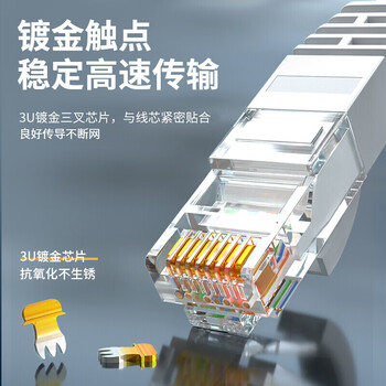 良浦 超五类网线 CAT5e类高速千兆网线带双接头 2米 工程/宽带网络连接跳线 成品网线 NV-501-2M灰