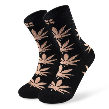 枫叶袜子男长筒袜加厚秋冬ins潮牌毛巾袜搭配穿搭长袜防臭黑色5双