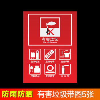 桶分类贴纸有害易腐厨余干湿干垃圾箱宣传贴标签危险废物废电池标志贴