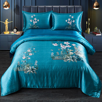 诗贝妮真丝四件套双面100桑蚕丝婚庆丝绸被套床单床品套件悠悠清香20