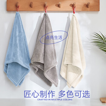 三利抗菌加厚毛巾2条A类吸水男女洗脸洗澡家用干发大面巾   蓝/灰